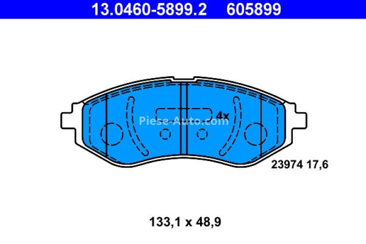 Set plăcuțe frână ATE, față , pentru: CHEVROLET AVEO / KALOS; DAEWOO KALOS 1.2-1.6 09.02-