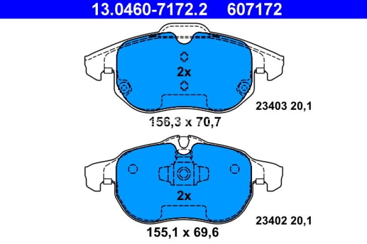 Set plăcuțe frână ATE, față , pentru: CHEVROLET VECTRA; FIAT CROMA, CROMA/KOMBI; OPEL ASTRA H, ASTRA H GTC, SIGNUM, VECTRA C, VECTRA C GTS, ZAFIRA B; SAAB 9-3, 9-3X 1.6-3.2 02.98-02.15