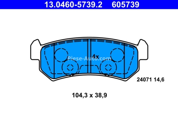 Set plăcuțe frână ATE, spate  , pentru: CHEVROLET LACETTI, NUBIRA, REZZO; DAEWOO LACETTI, NUBIRA, TACUMA / REZZO 1.4-2.0D 05.97-