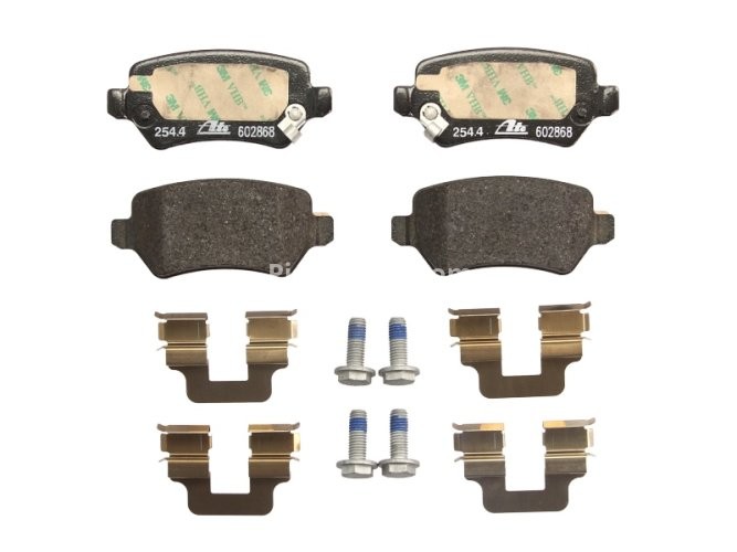 Set plăcuțe frână ATE, spate  (cu accesorii; cu șuruburi ghidare etrier), pentru: CHEVROLET VIVA; KIA VENGA; LADA KALINA; OPEL ASTRA G, ASTRA G CLASSIC 1.2-2.2D 02.98-