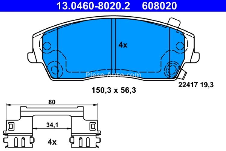 Set plăcuțe frână ATE, față , pentru: CHRYSLER 300C 2.7-6.4 09.04-