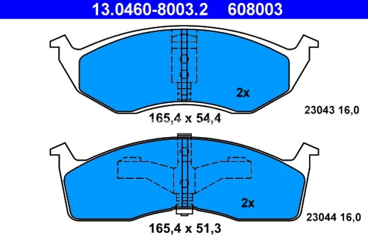 Set plăcuțe frână ATE, față , pentru: CHRYSLER 300M, CARAVAN, CONCORDE, NEON, NEON II, NEW YORKER, VISION, VOYAGER III; DODGE CARAVAN, INTREPID, NEON, NEON II; PLYMOUTH NEON 1.6-3.8 10.92-