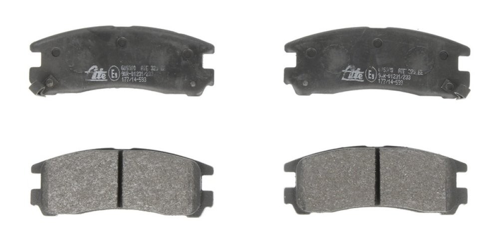 Set plăcuțe frână ATE, spate  , pentru: CHRYSLER SEBRING; MITSUBISHI 3000 GT, ECLIPSE II, ECLIPSE III, ECLIPSE IV, GALANT IX, GALANT VII, GALANT VIII, L400, PAJERO I, PAJERO PININ I 1.8-3.8 06.87-