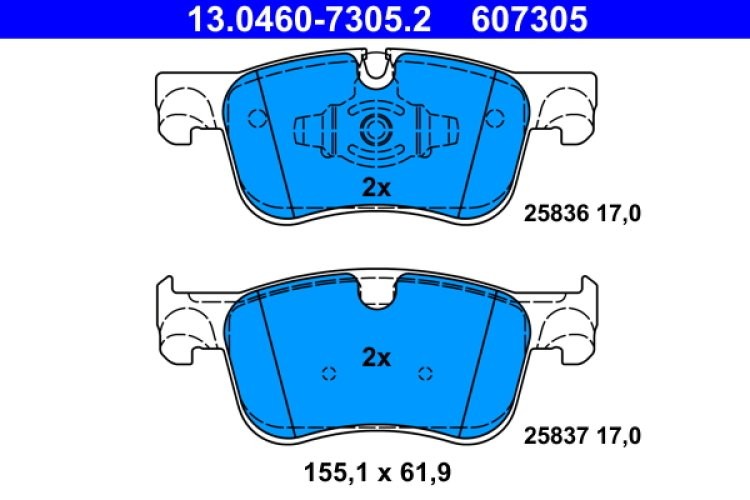 Set plăcuțe frână ATE, față , pentru: CITROEN C4 GRAND PICASSO II, C4 PICASSO II, C4 SPACETOURER, GRAND C4 SPACETOURER 1.2-2.0D 02.13-