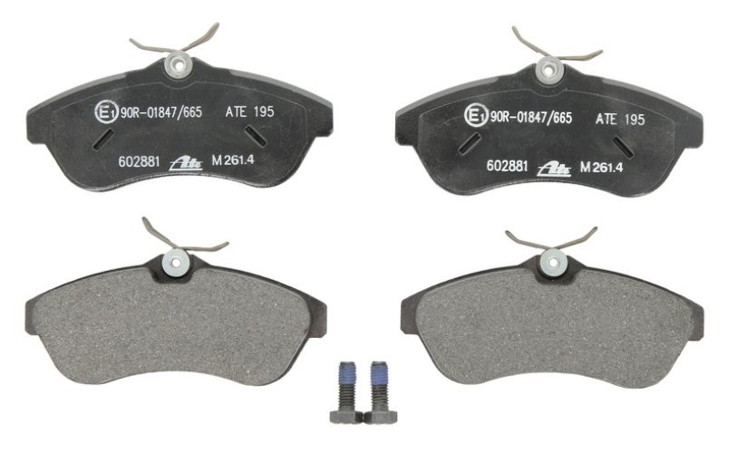 Set plăcuțe frână ATE, față (cu șuruburi ghidare etrier), pentru: CITROEN C2, C2 ENTERPRISE, C3 I, C3 PLURIEL 1.4-1.6D 02.02-