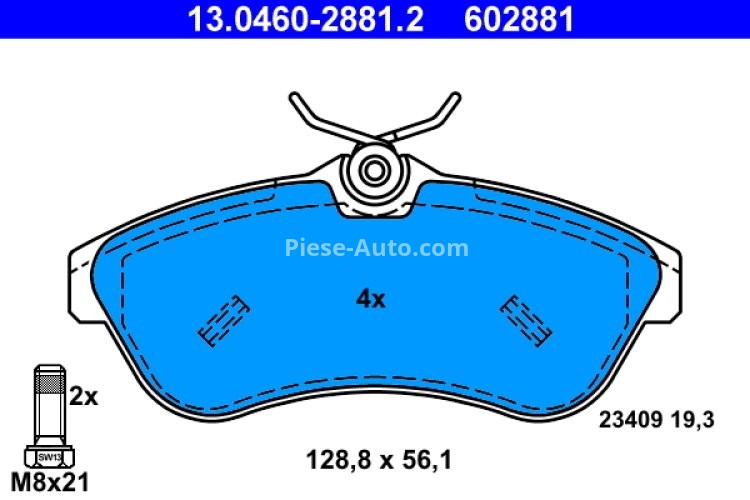 Set plăcuțe frână ATE, față (cu șuruburi ghidare etrier), pentru: CITROEN C2, C2 ENTERPRISE, C3 I, C3 PLURIEL 1.4-1.6D 02.02-