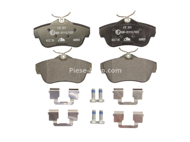 Set plăcuțe frână ATE, spate  (cu accesorii; cu șuruburi ghidare etrier), pentru: CITROEN JUMPY II; FIAT SCUDO; PEUGEOT 405 I, EXPERT, EXPERT TEPEE 1.4-2.0D 05.88-
