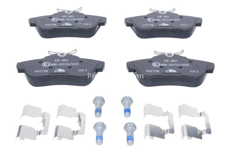 Set plăcuțe frână ATE, spate  (cu accesorii; cu șuruburi ghidare etrier), pentru: CITROEN JUMPY II; FIAT SCUDO; PEUGEOT 405 I, EXPERT, EXPERT TEPEE 1.4-2.0D 05.88-