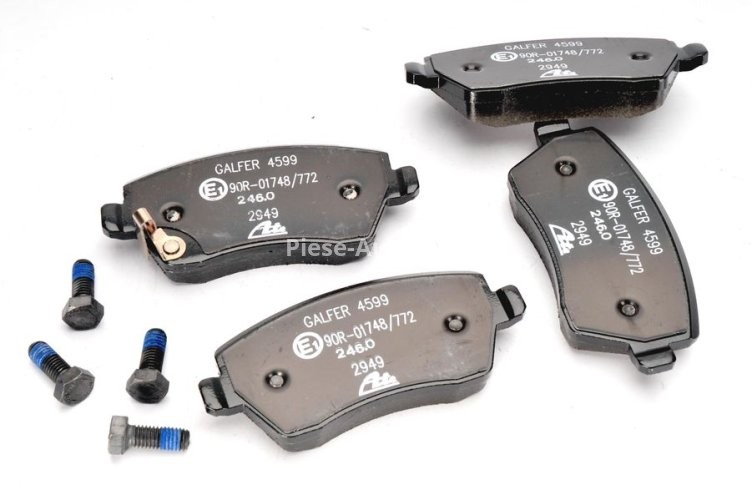 Set plăcuțe frână ATE, față (cu șuruburi ghidare etrier), pentru: DACIA DUSTER; OPEL AGILA; SUZUKI SPLASH, SWIFT III 1.0-1.6 02.05-