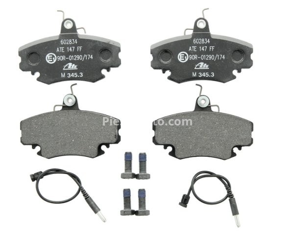 Set plăcuțe frână ATE, față (cu șuruburi ghidare etrier), pentru: DACIA LOGAN, LOGAN MCV, SANDERO; RENAULT 11, 18, 18 VARIABLE, 19 I, 19 I CHAMADE, 19 II 1.0-Electric 04.78-