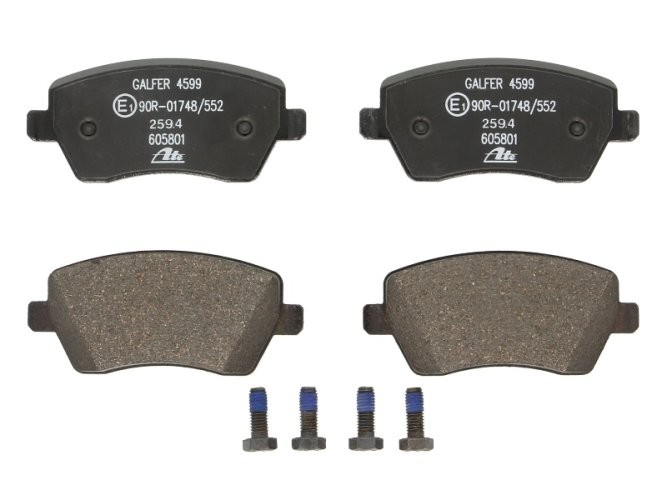 Set plăcuțe frână ATE, față (cu șuruburi ghidare etrier), pentru: MERCEDES CITAN MIXTO (DOUBLE CABIN), CITAN (MPV), CITAN/MINIVAN (W415); DACIA DOKKER 0.9-Electric 01.03-