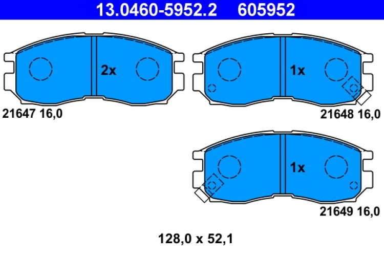 Set plăcuțe frână ATE, față , pentru: DODGE AVENGER; MITSUBISHI COLT III, COLT IV, ECLIPSE, ECLIPSE I, ECLIPSE II, ECLIPSE III, GALANT VI, GALANT VII, GALANT VIII, L200 1.6-2.5D 11.87-12.07
