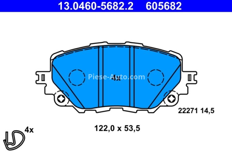 Set plăcuțe frână ATE, față (cu accesorii), pentru: FIAT 124 SPIDER; MAZDA MX-5 IV, MX-5 RF TARGA 1.4/1.5/2.0 06.15-