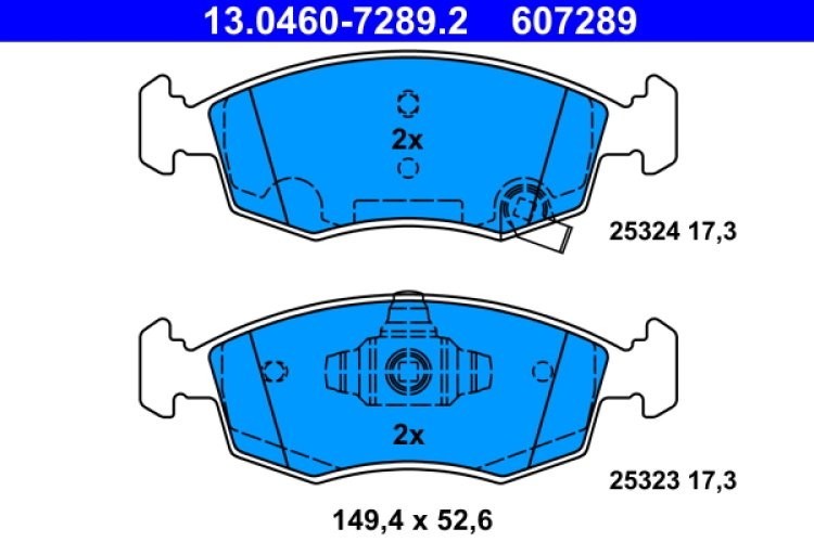 Set plăcuțe frână ATE, față , pentru: FIAT 500 C, PANDA; LANCIA YPSILON 0.9-1.3D 09.09-