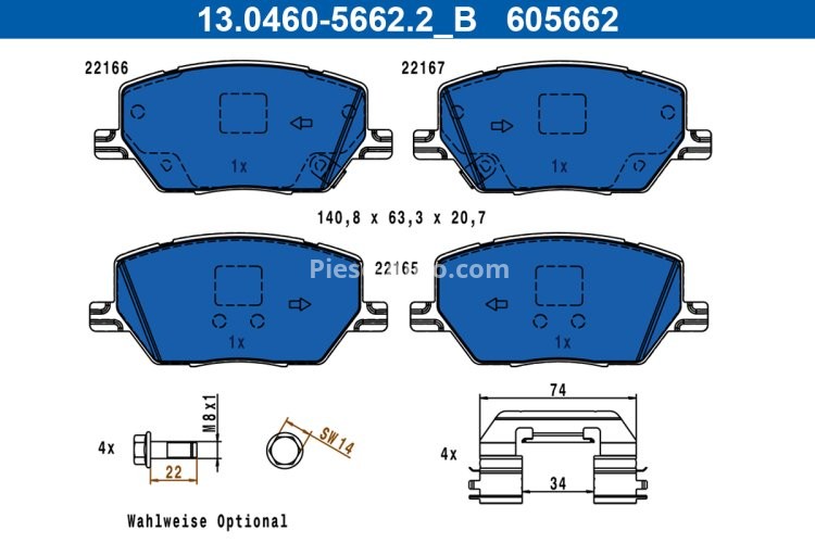 Set plăcuțe frână ATE, față , pentru: FIAT 500X; JEEP COMPASS, RENEGADE 1.0-2.4 07.14-