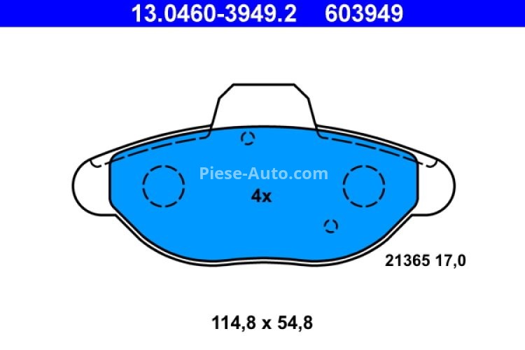 Set plăcuțe frână ATE, față , pentru: FIAT CINQUECENTO, PANDA, PUNTO, SEICENTO / 600 0.7-Electric 07.91-