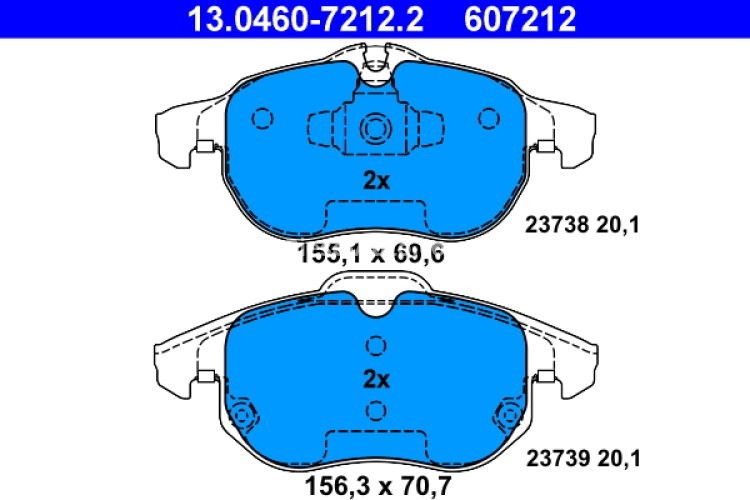 Set plăcuțe frână ATE, față , pentru: FIAT CROMA, CROMA/KOMBI; OPEL ASTRA H, ASTRA H GTC, SIGNUM, VECTRA C, VECTRA C GTS, ZAFIRA B; SAAB 9-3, 9-3X 1.6-3.2 02.98-02.15
