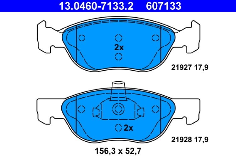 Set plăcuțe frână ATE, față , pentru: FIAT PUNTO, PUNTO/HATCHBACK 1.3D/1.4/1.9D 09.99-03.12
