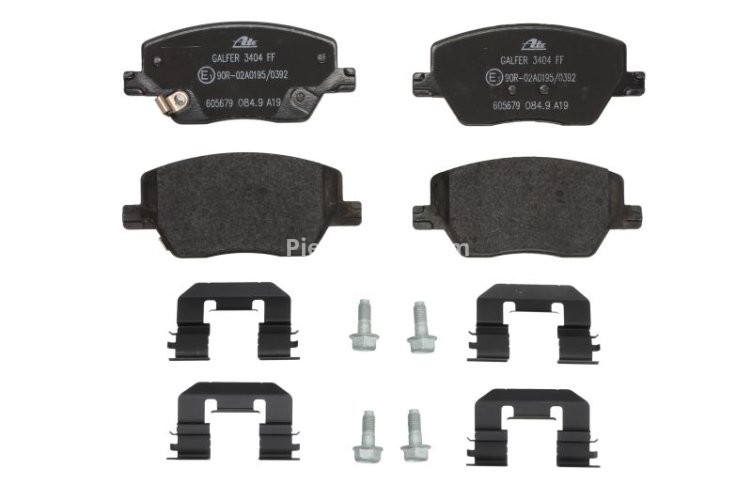 Set plăcuțe frână ATE, față (cu accesorii; cu șuruburi ghidare etrier), pentru: FIAT TIPO 1.0-1.6D 10.15-