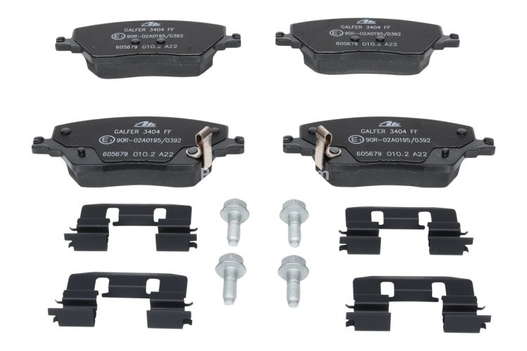 Set plăcuțe frână ATE, față (cu accesorii; cu șuruburi ghidare etrier), pentru: FIAT TIPO 1.0-1.6D 10.15-