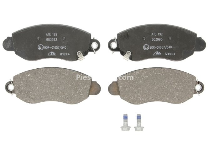 Set plăcuțe frână ATE, față (cu șuruburi ghidare etrier), pentru: FORD TRANSIT 2.0D-2.4D 01.00-05.06