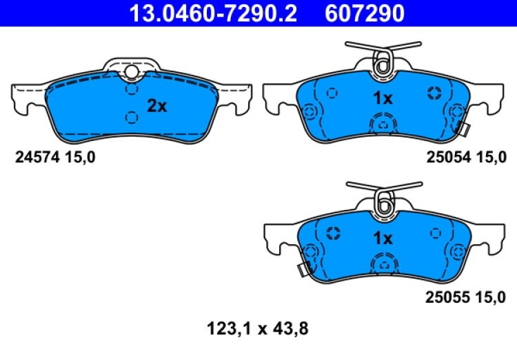 Set plăcuțe frână ATE, spate  , pentru: HONDA CIVIC IX 1.4-2.4 09.11-