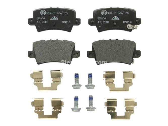 Set plăcuțe frână ATE, spate  (cu accesorii; cu șuruburi ghidare etrier), pentru: HONDA CIVIC VIII 1.4-2.2D 09.05-01.12