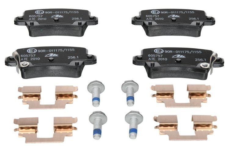 Set plăcuțe frână ATE, spate  (cu accesorii; cu șuruburi ghidare etrier), pentru: HONDA CIVIC VIII 1.4-2.2D 09.05-01.12