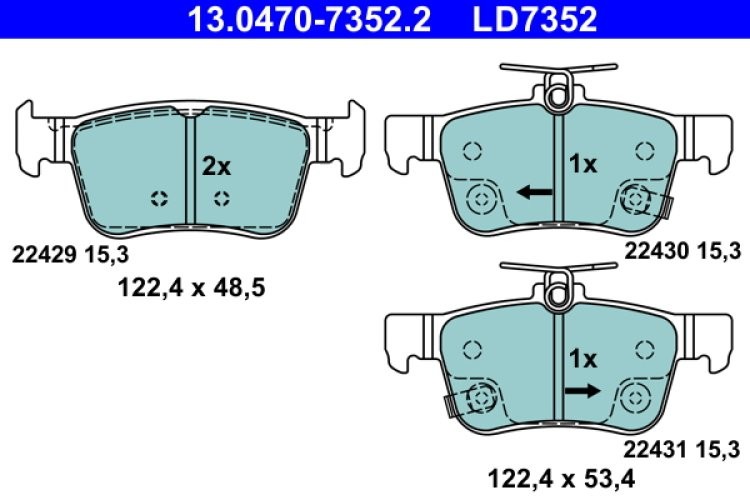 Set plăcuțe frână ceramice ATE, spate , pentru: HONDA CIVIC X, E 1.0-Electric 09.15-
