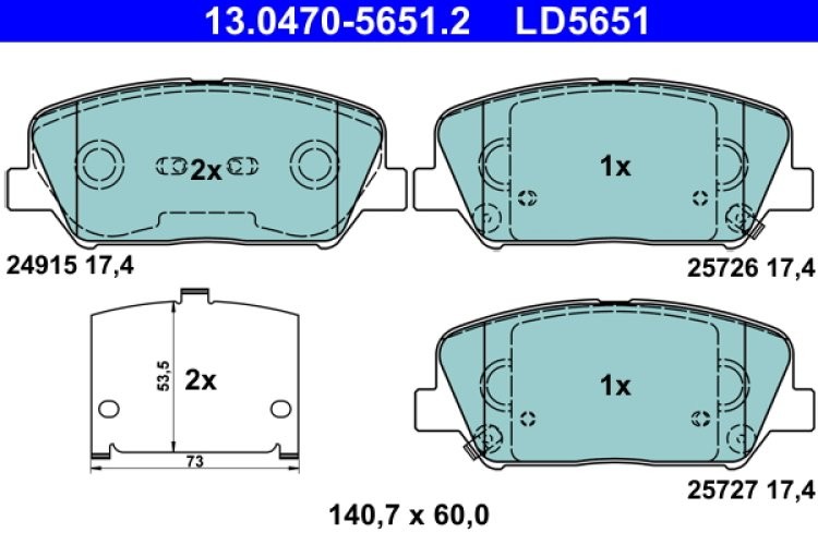Set plăcuțe frână ATE din ceramică, față , pentru: HYUNDAI GENESIS, I30; KIA CEE'D, PRO CEE'D 1.4-2.0 11.11-