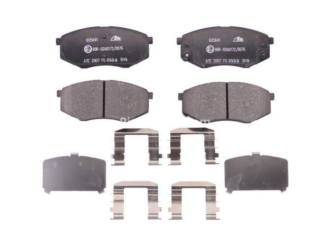 Set plăcuțe frână ATE, față (cu accesorii; cu un tampon de amortizare), pentru: HYUNDAI IX20, SONATA VI; KIA SOUL II 1.4-2.4 06.09-