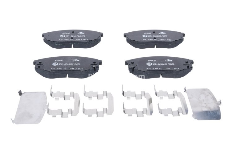 Set plăcuțe frână ATE, față (cu accesorii; cu un tampon de amortizare), pentru: HYUNDAI IX20, SONATA VI; KIA SOUL II 1.4-2.4 06.09-