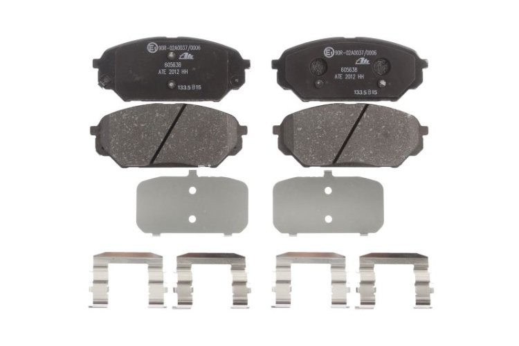 Set plăcuțe frână ATE, față (cu accesorii; cu un tampon de amortizare), pentru: HYUNDAI IX55 3.0D/3.8 01.07-