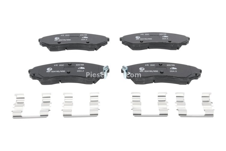 Set plăcuțe frână ATE, față (cu accesorii), pentru: HYUNDAI H-1 CARGO, H-1 TRAVEL; KIA CARNIVAL III; TOYOTA PROACE, PROACE VERSO 2.0D-2.9D 04.06-