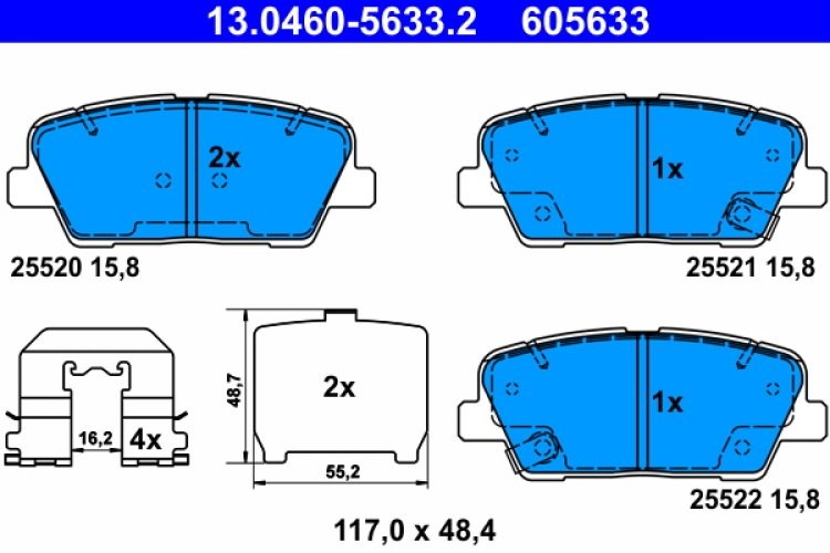 Set plăcuțe frână ATE, spate  , pentru: HYUNDAI GENESIS, GRAND SANTA FÉ, SANTA FÉ II, SANTA FÉ III, SANTA FÉ II/SUV; KIA QUORIS I, SORENTO II, SORENTO II/SUV; SSANGYONG MUSSO 2.0-3.8 03.06-