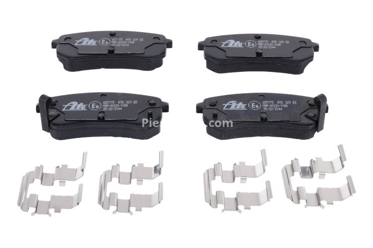 Set plăcuțe frână ATE, spate  (cu accesorii), pentru: HYUNDAI I10 I; KIA PICANTO I, PICANTO II 1.0-1.2 04.04-12.17
