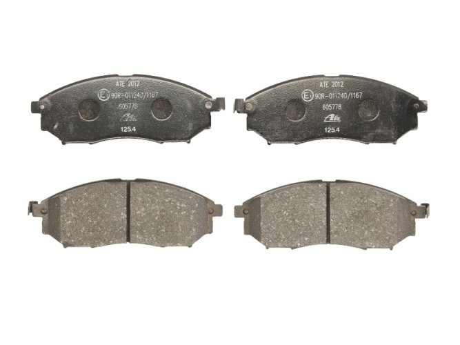 Set plăcuțe frână ATE, față , pentru: NISSAN MURANO I, MURANO II, NAVARA, NP300 NAVARA, PATHFINDER III, QASHQAI I, SKYLINE 1.6-5.6 02.01-