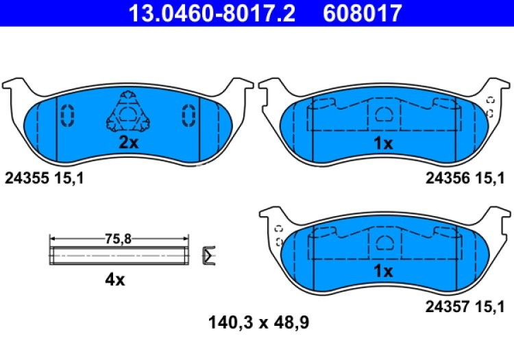 Set plăcuțe frână ATE, spate  , pentru: JEEP CHEROKEE 2.4-3.7 10.96-01.08
