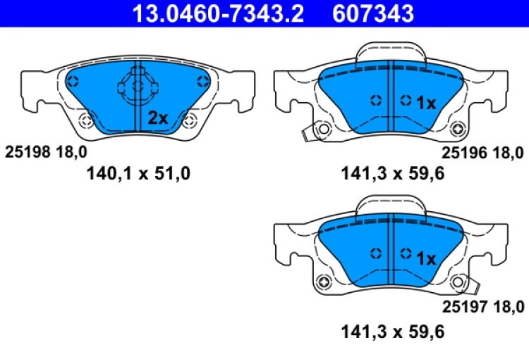 Set plăcuțe frână ATE, spate  , pentru: JEEP GRAND CHEROKEE, GRAND CHEROKEE IV 3.0D-6.4 11.10-