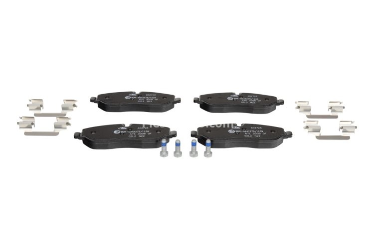 Set plăcuțe frână ATE, față (cu accesorii; cu șuruburi ghidare etrier), pentru: LAND ROVER DISCOVERY III, DISCOVERY IV, RANGE ROVER III 2.7D-4.4 03.02-12.18