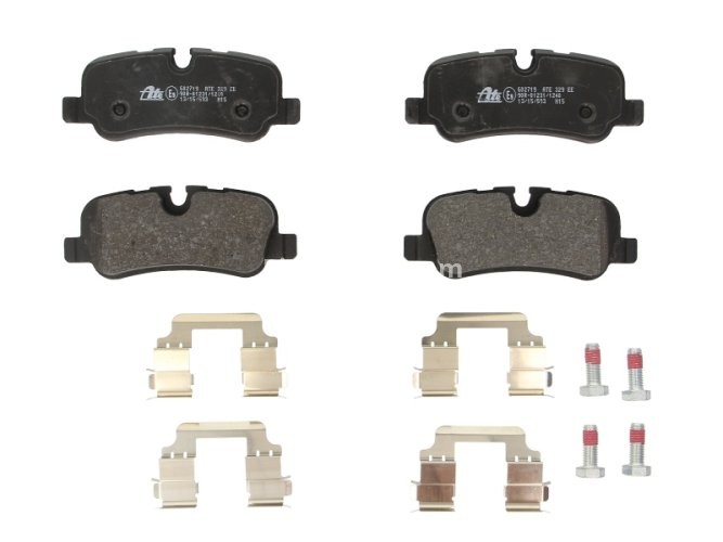 Set plăcuțe frână ATE, spate  (cu accesorii; cu șuruburi ghidare etrier), pentru: LAND ROVER DISCOVERY III, DISCOVERY IV, RANGE ROVER III 2.7D-5.0 03.02-12.18