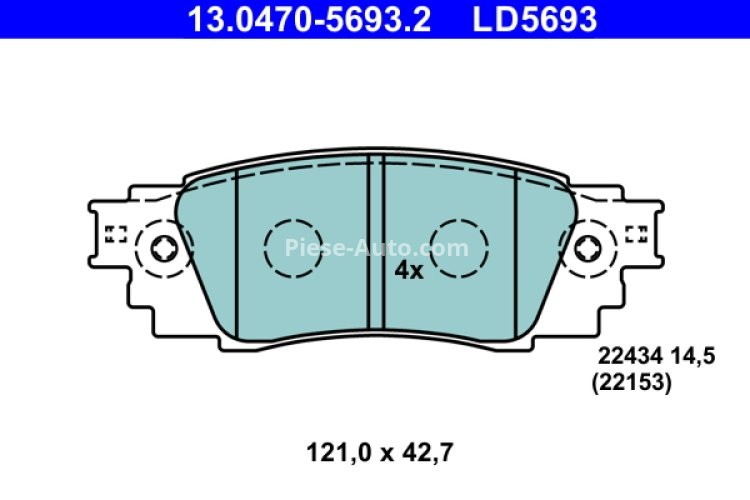 Set plăcuțe frână ATE din ceramică, spate , pentru: LEXUS ES, NX, RX, UX; TOYOTA CAMRY, C-HR, COROLLA, RAV 4 V 1.2-3.5 07.14-