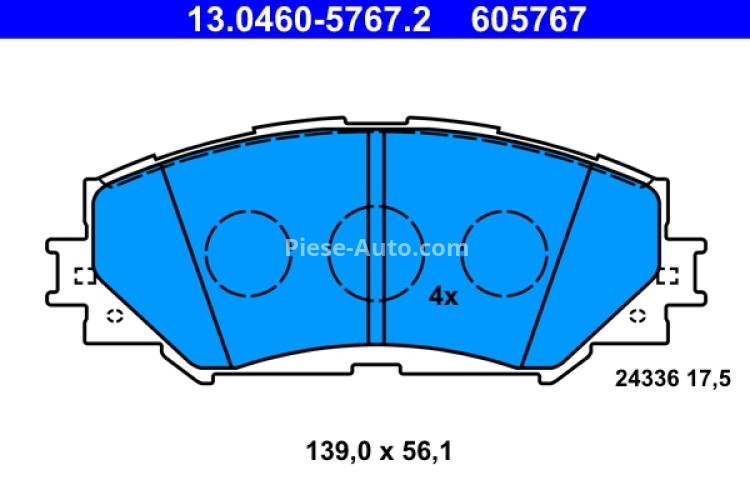 Set plăcuțe frână ATE, față , pentru: LEXUS HS; PONTIAC VIBE; SUBARU TREZIA; TOYOTA ALLION II, AURIS, COROLLA, MATRIX, NOAH/VOXY, PREMIO, RAV 4 III, RAV 4 IV, URBAN CRUISER 1.3-3.5 11.05-