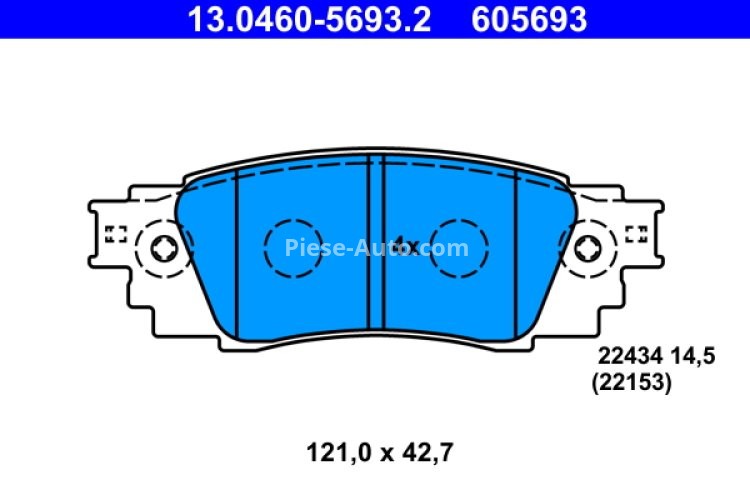 Set plăcuțe frână ATE, spate  , pentru: LEXUS ES, NX, RX, UX; TOYOTA CAMRY, C-HR, COROLLA, RAV 4 V 1.2-3.5H 07.14-