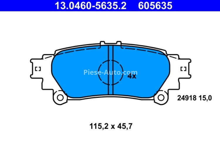 Set plăcuțe frână ATE, spate  , pentru: LEXUS IS III, RX; TOYOTA PRIUS PLUS 1.8H-3.5H 12.08-