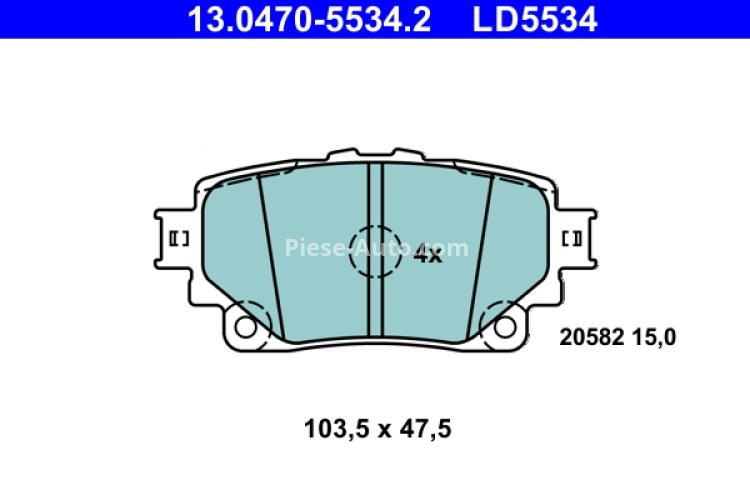 Set plăcuțe frână ceramice ATE, spate , pentru: LEXUS UX; TOYOTA HIGHLANDER, RAV 4 V 2.0-Electric 12.18-