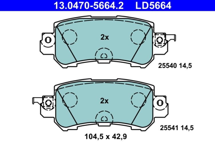 Set plăcuțe frână ATE din ceramică, spate , pentru: MAZDA CX-3, CX-5 1.5D-2.5 11.11-