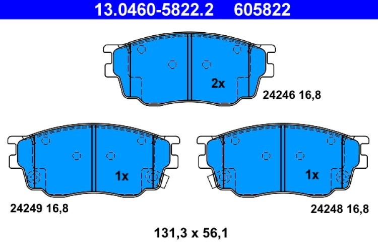 Set plăcuțe frână ATE, față , pentru: MAZDA 6 1.8 08.02-08.07