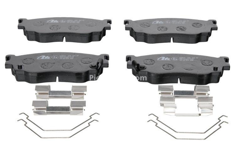 Set plăcuțe frână ATE, față (cu accesorii), pentru: MAZDA 323 F VI, 323 S VI, 626 V, PREMACY 1.8-2.0D 05.97-03.05