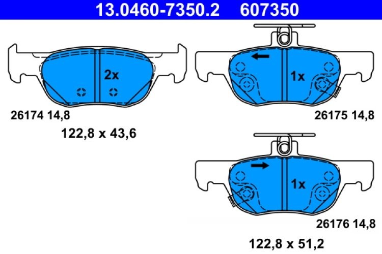 Set plăcuțe frână ATE, spate ,pentru: MAZDA 3, CX-30, MX-30 1.5-Electric 11.18-